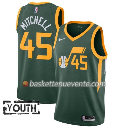 Maillot Basket Utah Jazz Donovan Mitchell 45 2018-19 Nike Vert Swingman - Enfant